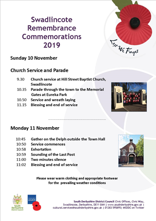 Swadlincote Remembrance Commemorations 2019